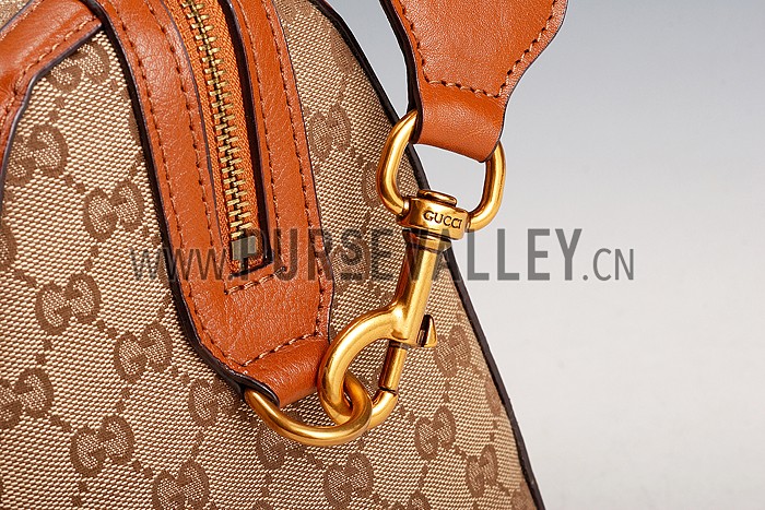 Gucci Lady Web GG Canvas Boston Bag Brown