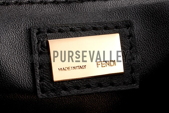 Fendi Peekaboo Mini Ostrich Leather Black Bag