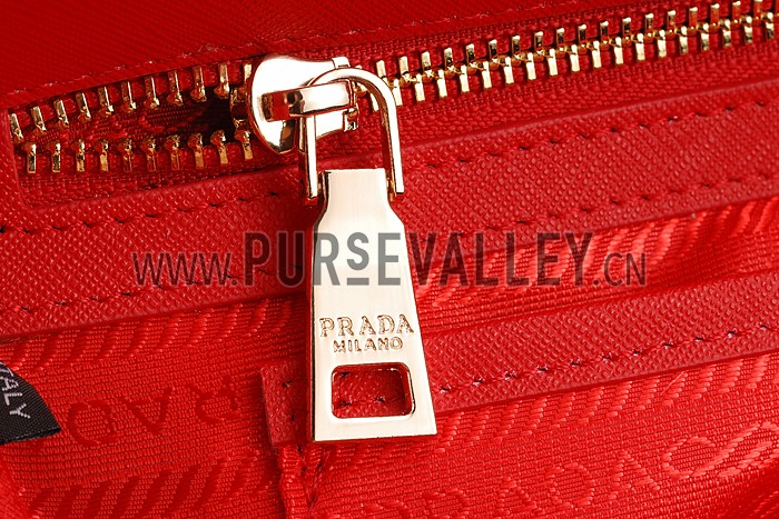 Prada Saffiano Small Crocodile Leather Black And Red Bag