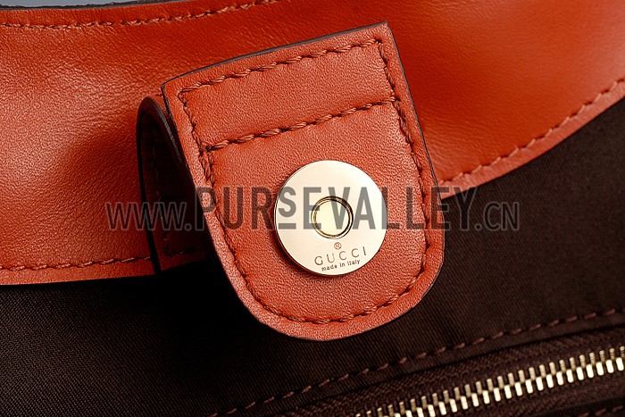 Gucci Sukey Large Tote Orange Trim Beige Fabric