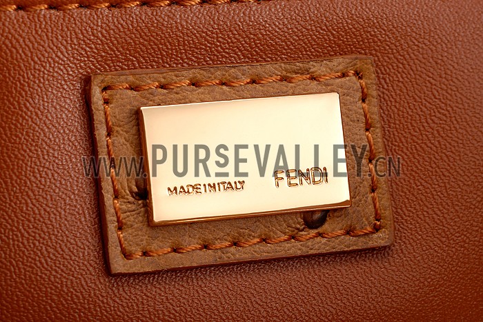 Fendi Peekaboo Mini Ostrich Leather Brown Bag