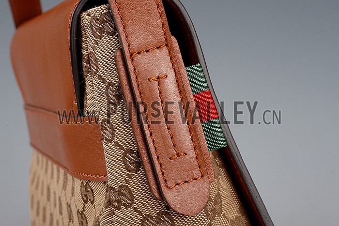 Gucci Original GG Canvas Messenger Flap Bag Brown