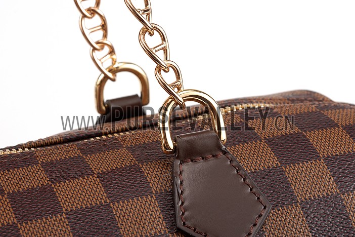 Louis Vuitton Damier Ebene Speedy 25 Bag With Chain Shoulder Strap