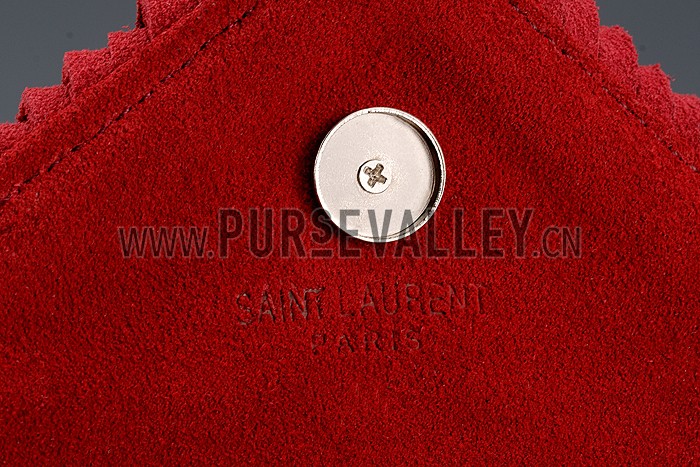 Saint Laurent College Matelasse Medium Fringed Suede Bag Red