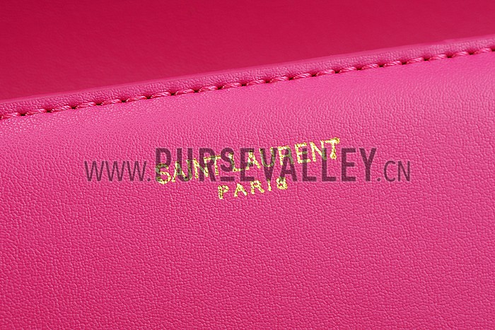 YSL Classic Y Clutch Fuchsia Leather 608318