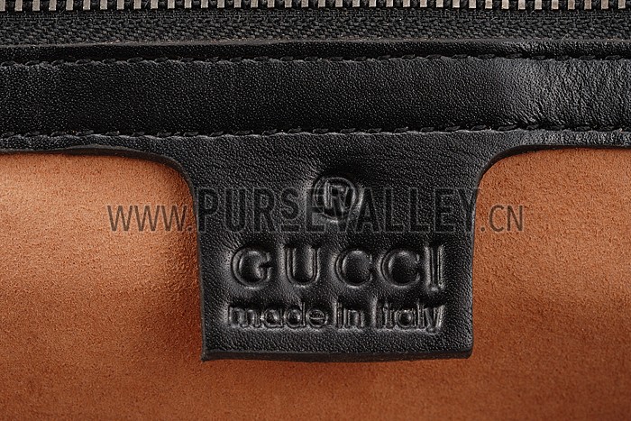 Gucci Padlock Arabesque Canvas Shoulder Bag Black