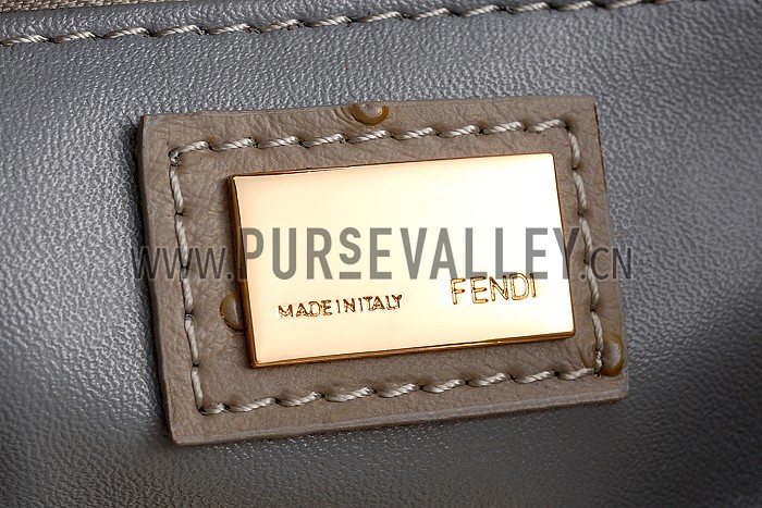 Fendi Peekaboo Mini Ostrich Leather Grey Bag