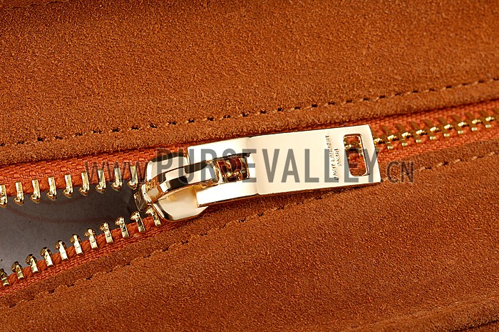 Saint Laurent Monogram Fringe Suede Chain Strap Tote Tan