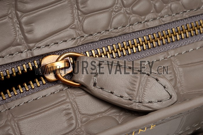 Celine Nano Luggage Crocodile Grey