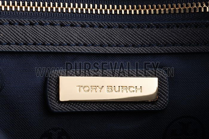 Tory Burch Robinson Stitched Square Tote Dark Blue
