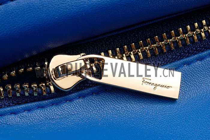 Salvatore Ferragamo Sofia Mini Leather Tote Blue