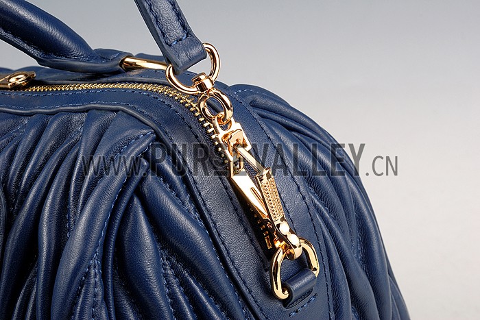 Miu Miu Matelasse Top Handle Large Dark Blue