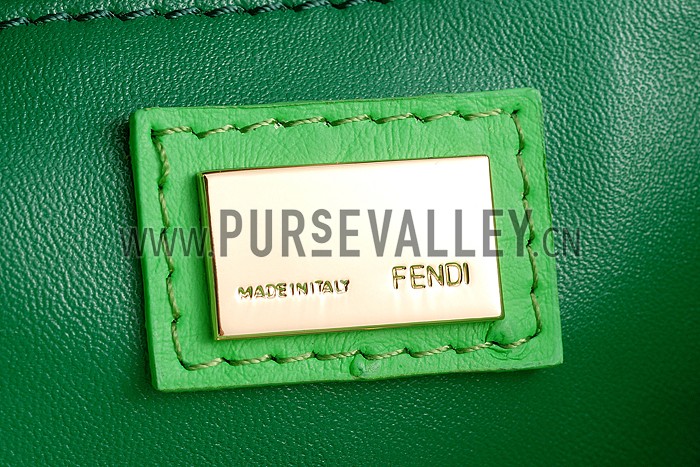 Fendi Peekaboo Mini Ostrich Leather Light Green Bag