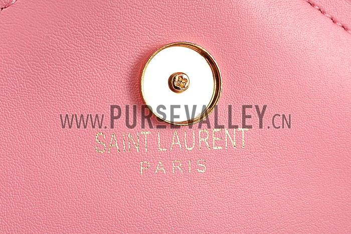 Saint Laurent Medium Fringed Suede Leather Satchel Pink