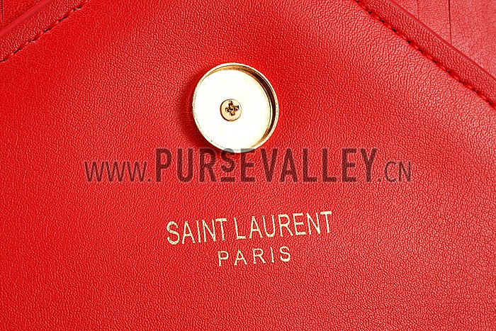 Saint Laurent Medium Fringed Suede Leather Satchel Red