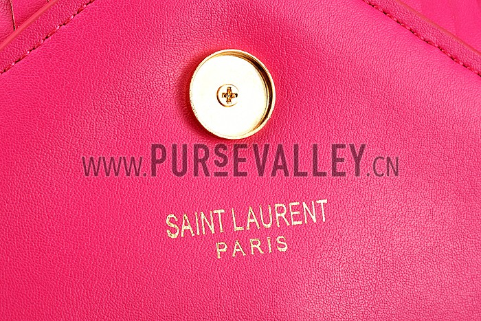 Saint Laurent Medium Fringed Suede Leather Satchel Fuchsia