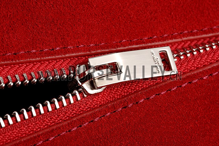 Saint Laurent Rive Gauche Small Fringed Suede Bag Red