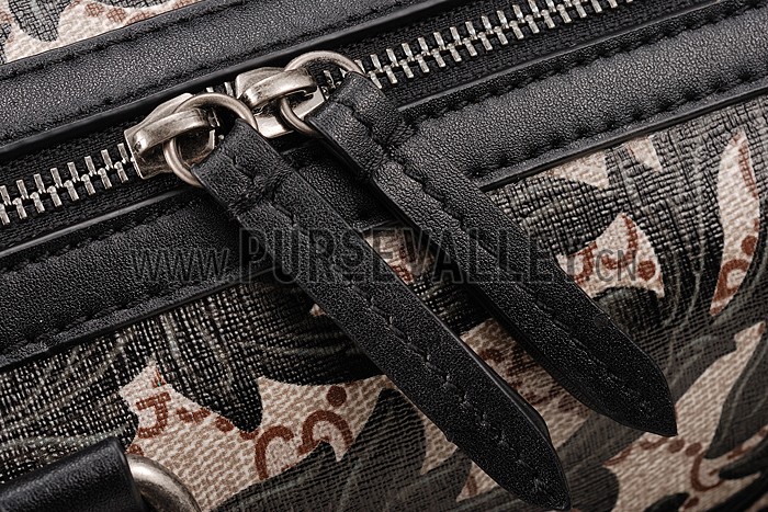 Gucci Boston Arabesque Canvas Shoulder Bag Black