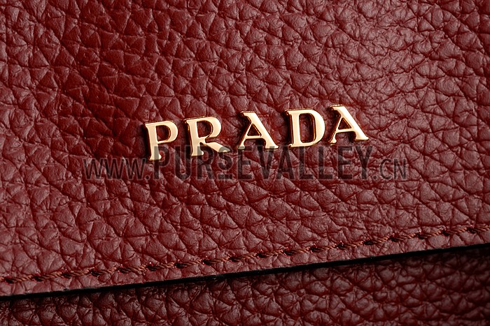 Prada Double Tote Dark Red
