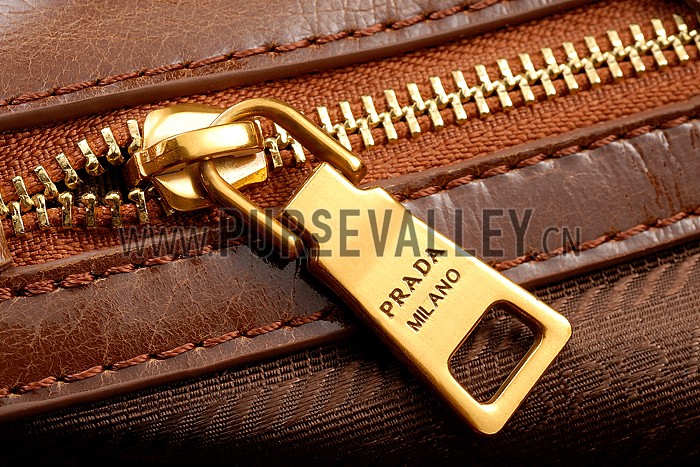 Prada Classic Patent Leather Satchel Brown