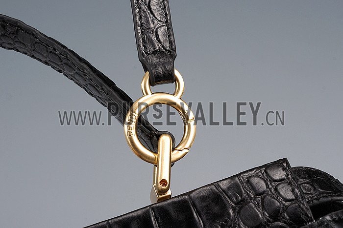 Fendi Small Peekaboo Black Leather Bag 608298