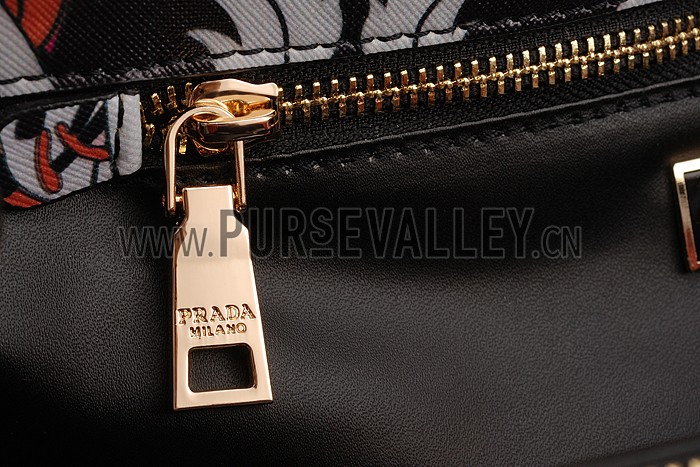 Prada Saffiano Beige Lily Motif Tote