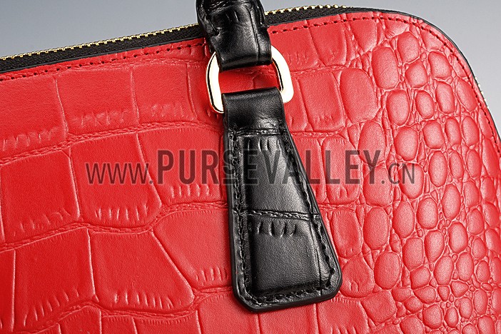 Prada Promenade Black And Red Small Crocodile Bag