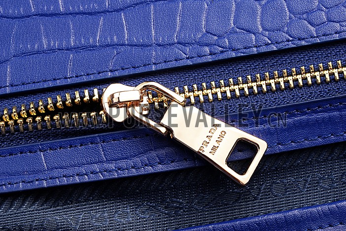 Prada Saffiano Crocodile Leather Blue Bag