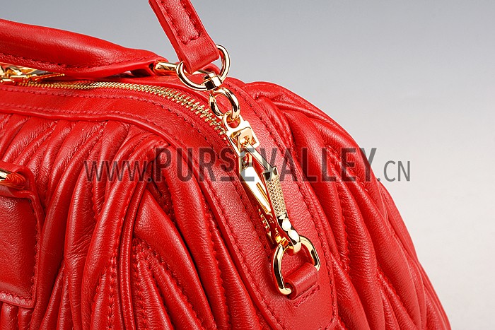 Miu Miu Matelasse Top Handle Large Red