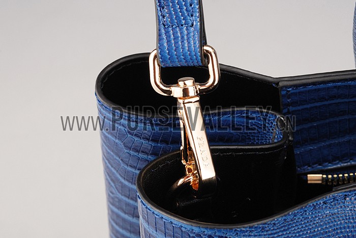 Prada Double Tote Crocodile Leather Bag Blue