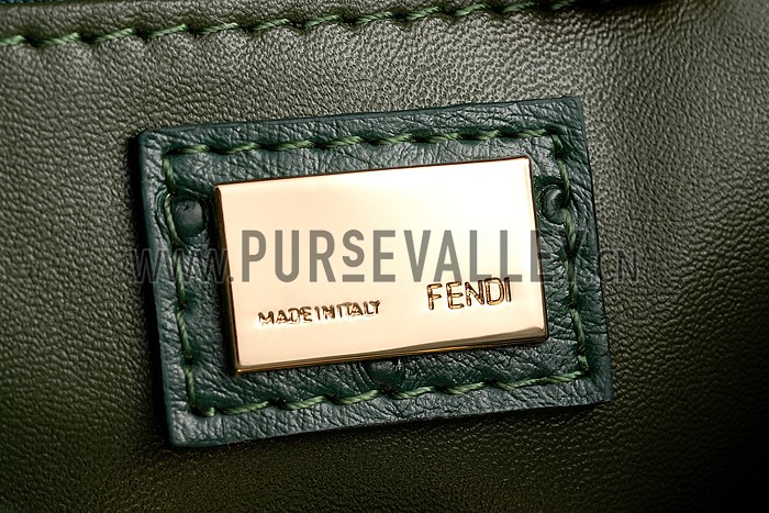 Fendi Peekaboo Mini Ostrich Leather Green Bag