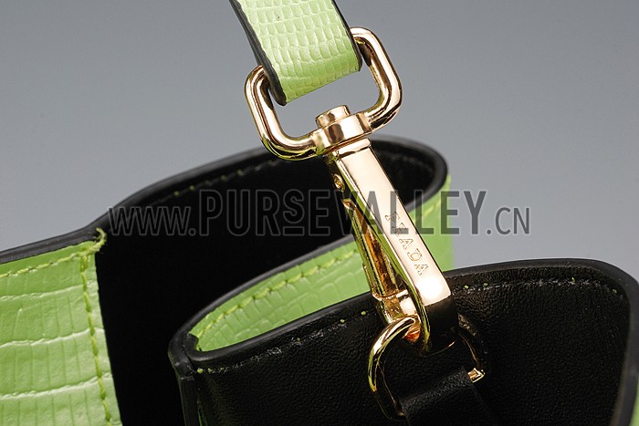 Prada Double Tote Crocodile Leather Bag Lime