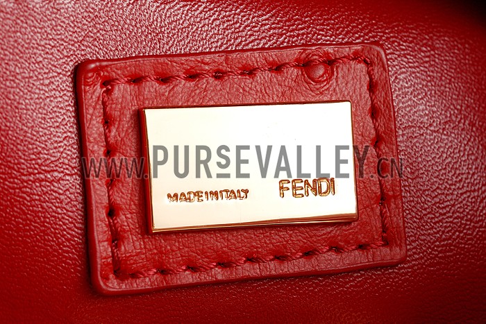 Fendi Peekaboo Mini Ostrich Leather Red Bag
