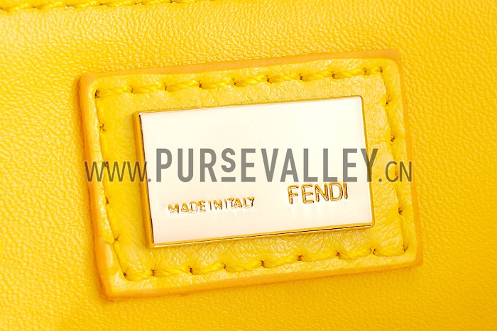Fendi Peekaboo Mini Ostrich Leather Yellow Bag