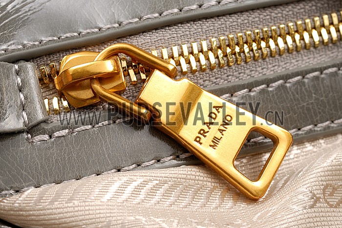 Prada Classic Patent Leather Satchel Grey