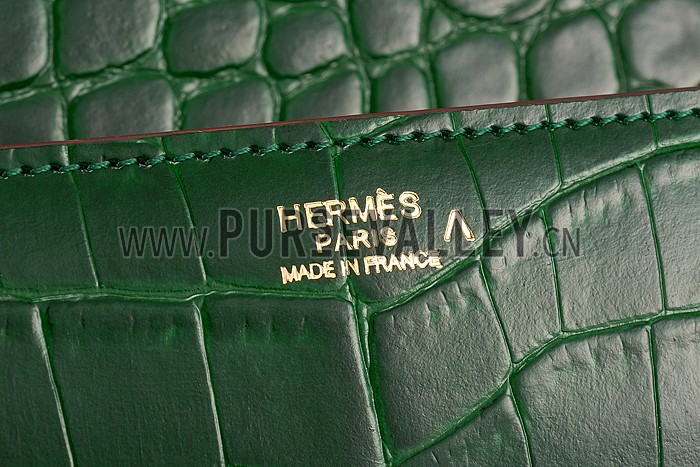 Hermes Medor Crocodile Leather Green Clutch 18926680