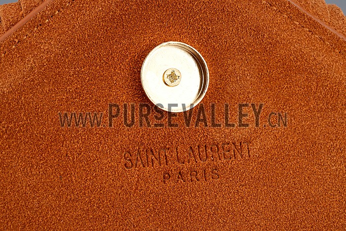 Saint Laurent Medium Fringed Suede Leather Satchel Tan