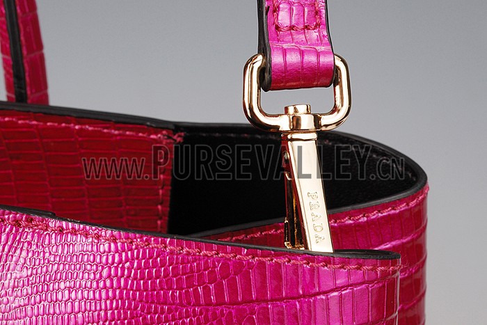 Prada Double Tote Crocodile Leather Bag Fuchsia