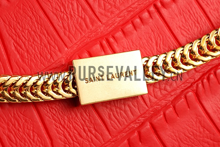 Saint Laurent Medium Tassel Crocodile Leather Clutch Bag Red