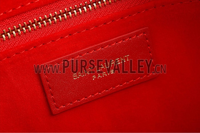 Saint Laurent Monogram Cabas Red Matelasse Leather Bag