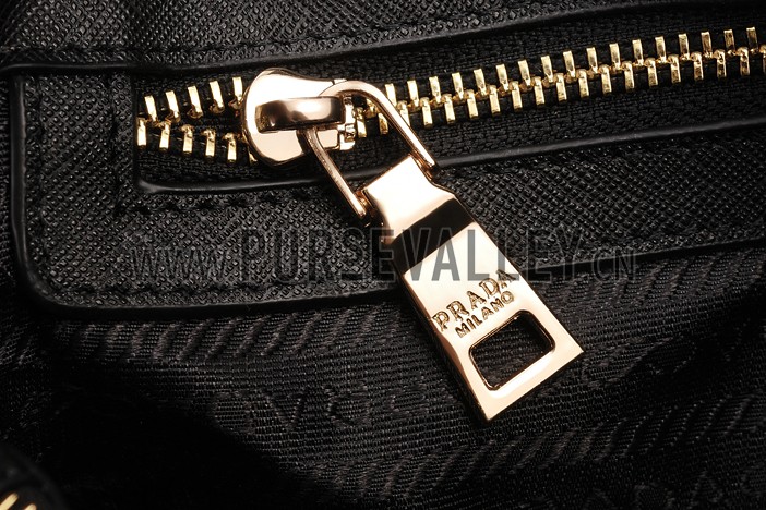 Prada Saffiano Promenade Black and Grey Tote