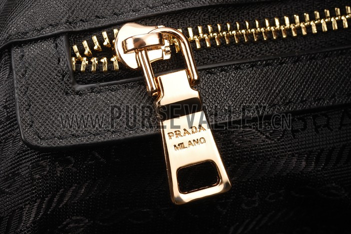 Prada Saffiano Promenade Black and Dark Red Tote