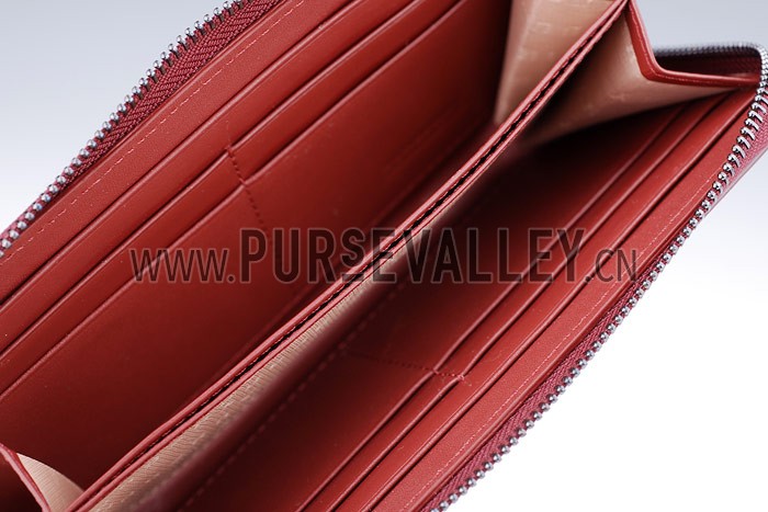 Burberry Nova Check Zip Around Large Wallet Burgundy Trim