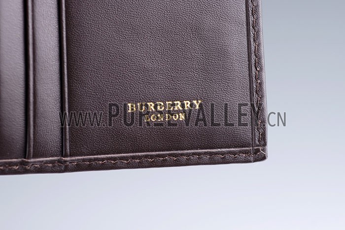 Burberry Haymarket Check Folding 6 Cards Wallet Black