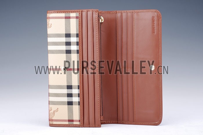 Burberry Haymarket Check Large Wallet Brown