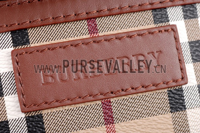 Burberry Haymarket Small Tote Brown Trim