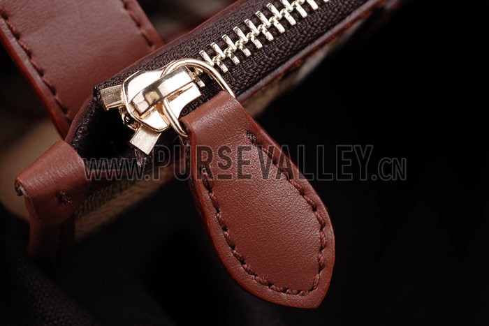 Burberry Haymarket Medium Tote Brown Trim