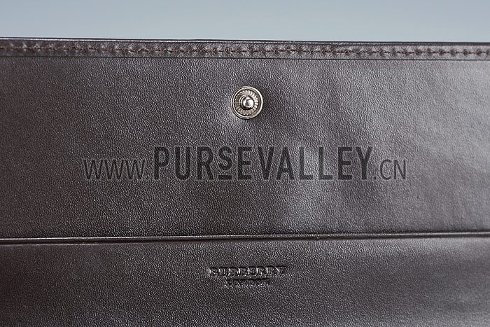 Burberry Haymarket Check Large Purse Dark Brown