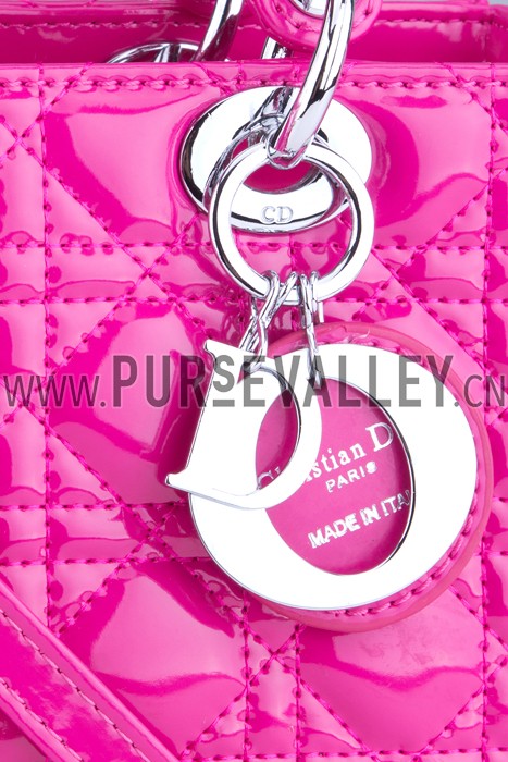 Dior Small Lady Cannage Bag Patent Leather Pink