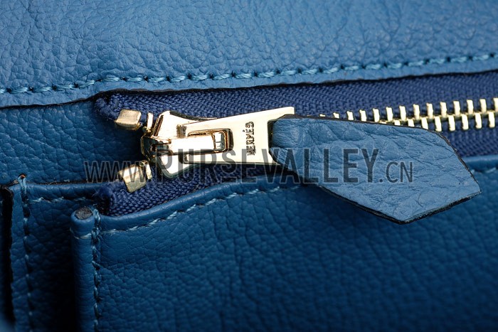 Hermes Birkin Horse Embossed Gold Hardware Tote Blue